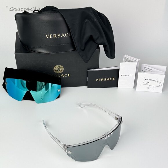 Versace Women Sunglasses Crystal Grey Mirror Blue Single Lens VE4461 148/6V NEW main image 7